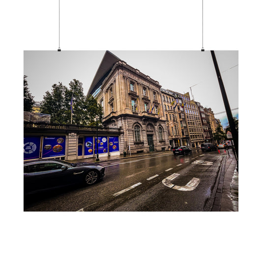 Rainy day Brussels Matte Horizontal Posters